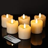 Eywamage Elfenbeinfarbene flammenlose Votivkerzen mit Fernbedienungsbatterien, 5,1 x...