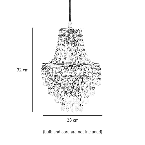 Innoteck Premium Acrylic Teardrop Pendant Light Shade with Polished Chrome Frame - Image 2