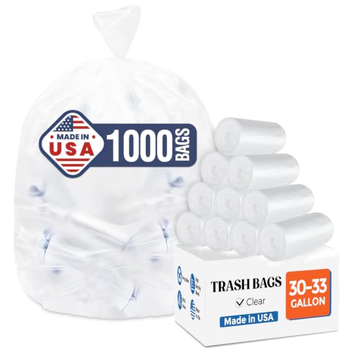 Delxo 30-33 Gallon Trash Bags, 1000 Count Bulk Value Large Garbage Bags