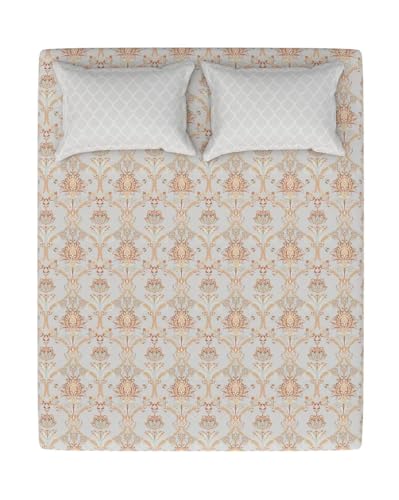 Image of Portico New York Flat Double Bedsheet Set 100% Cotton Super Soft with 2 Pillow Covers Radiance (Rainy Beige)