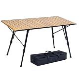 LUSTIDE Mesa de camping ajustable portátil – Aluminio resistente, barbacoa y uso en interiores