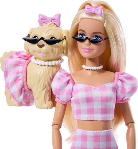 Barbie Twinning Looks Doll with Pet Dog in Matching Pink Gingham Clothes - image 3