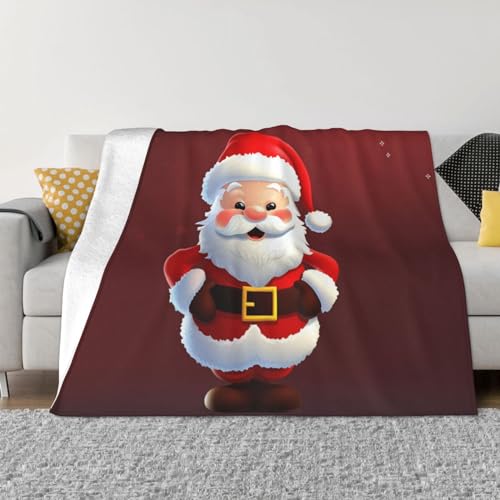 Couverture en micro polaire Père Noël 152x203 cm plaid doux lit et canapé - 2