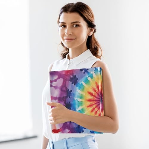 Image of 3 Ring Binder Rainbow Tiedye Aa 1.5 inch Binders Three Ring Binders with Clipboard Fit 8.5'' x 11'' Paper 3 Interior PVC Clear Pockets for Office Supplies