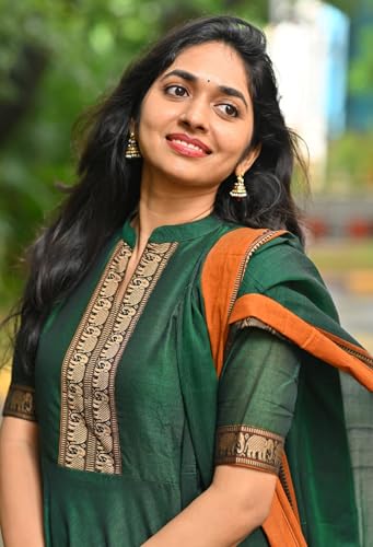 Image of GoSriKi Women's Rayon Viscose Solid Anarkali Kurta with Dupatta