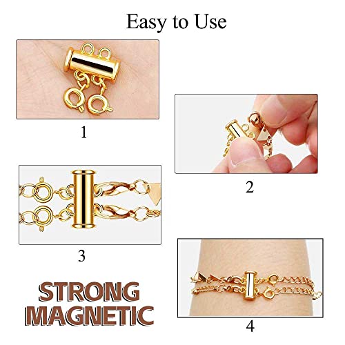 OHINGLT Lucky Necklace Layering Clasps Separator for Stackable Necklaces Chains,18K Gold and Silver Plated Multiple Necklace Clasps and Closures for Women Girl