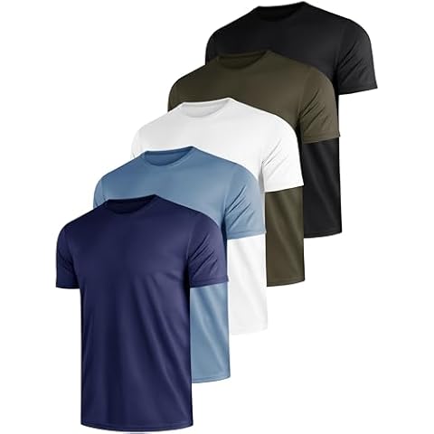 5 Pack Men's Breathable Athletic T-Shirts Cover