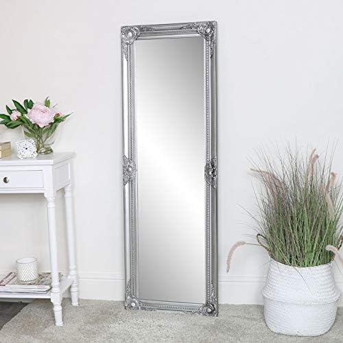 Tall Silver Ornate Bevelled Mirror 47cm x 142cm
