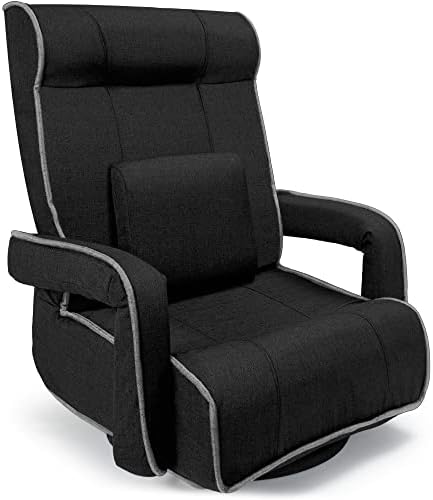 Greatest Selection Merchandise Outsized 360-Diploma Excessive Again Swivel Gaming Chair, Massive & Tall Multipurpose Flooring Chair w/Lumbar Assist Pillow, Armrests, Adjustable Foldable Backrest – Black