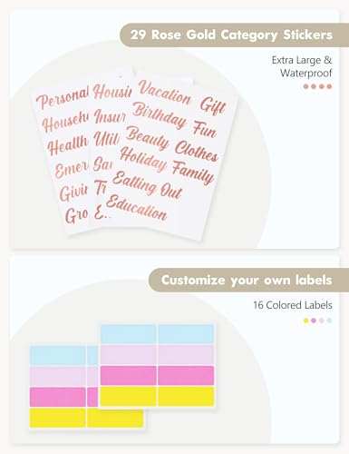 Image of A6 Budget Binder for Money Saving, PU Leather Budget Planner with 8 Cash Envelopes, Budget Sheets & Rose Gold Category Stickers, Money Organizer for Cash (Vintage Floral White)