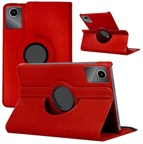 Dlahaby Funda para Lenovo Idea Tab de 11 pulgadas TB-336FU TB-336ZU 2025, piel sintética, giratoria 360°, multiángulo, color rojo