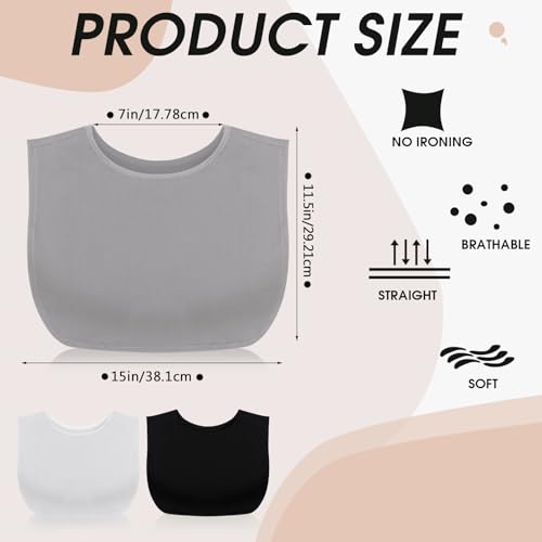 3 Pieces Fake Collars for Women Modesty Panels Crew Collar Neckline Cleavage Cover for Women Under Blouses Favors2