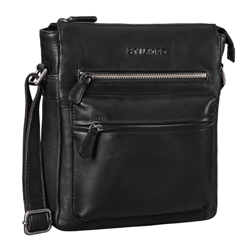 STILORD 'Mae' Umhängetasche Damen Leder Handtasche Frauen Abendtasche Freizeittasche Ledertasche für DIN A5 und für 9.7' iPad Vintage Leder, Farbe:schwarz