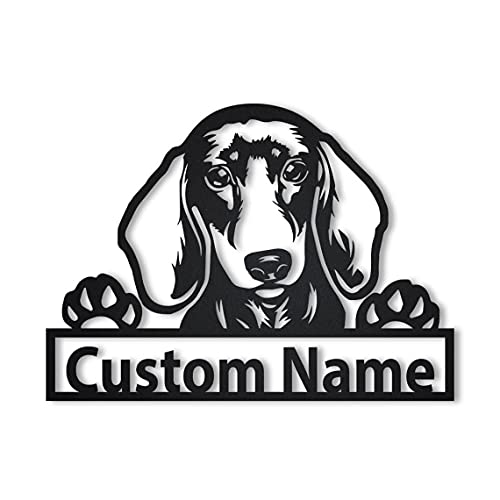 souleather Metal Sign Laser Cut Dachshund Dog Custom Lovers Home Personalized Name Wall Art Decor Plaque, Black, 12inch , 18inch, 24inch