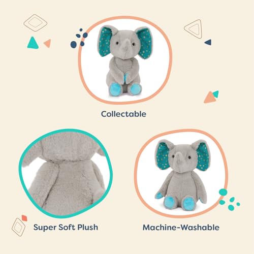 Image of B. toys Elephant Stuffed Animal, Moony Miles, Washable Grey, Grey Elephant