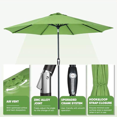 Image of Tempera Patio Market Outdoor Table Umbrella with Auto Tilt and Crank, Large Sun Umbrella with Sturdy Pole & Fade Resistant Canopy, Easy to Set