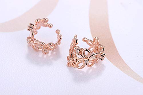 CZ Flower Cuff Wrap Clip On Hoop Earrings for Women Non Piercing Ear Cartilage Dainty Hoops2