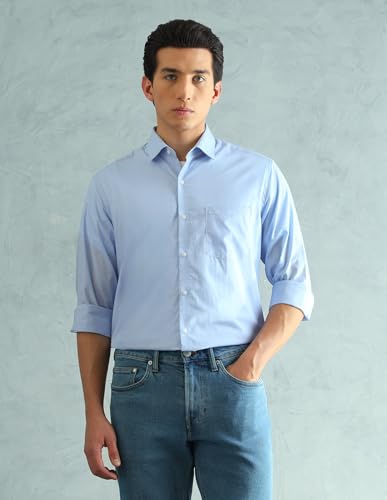 Image of Arrow Slim Fit Mens Formal Shirt - 100% Cotton, Breathable & Comfortable, Full Sleeves Shirts for Men