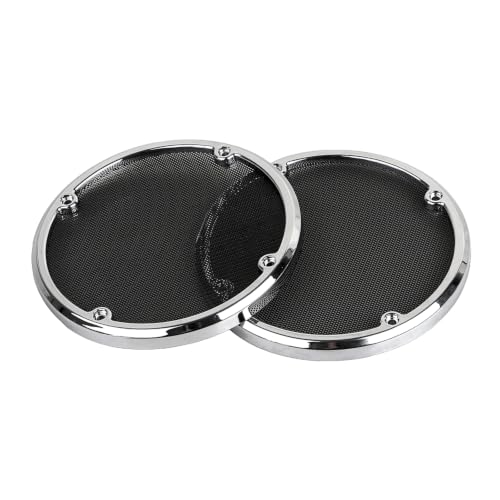Image of Rear Speaker Trim Grills Mesh Covers Fit for Harley Electra Road Tri Glide Ultra Classic Limited 2014-2023, Black+Chrome
