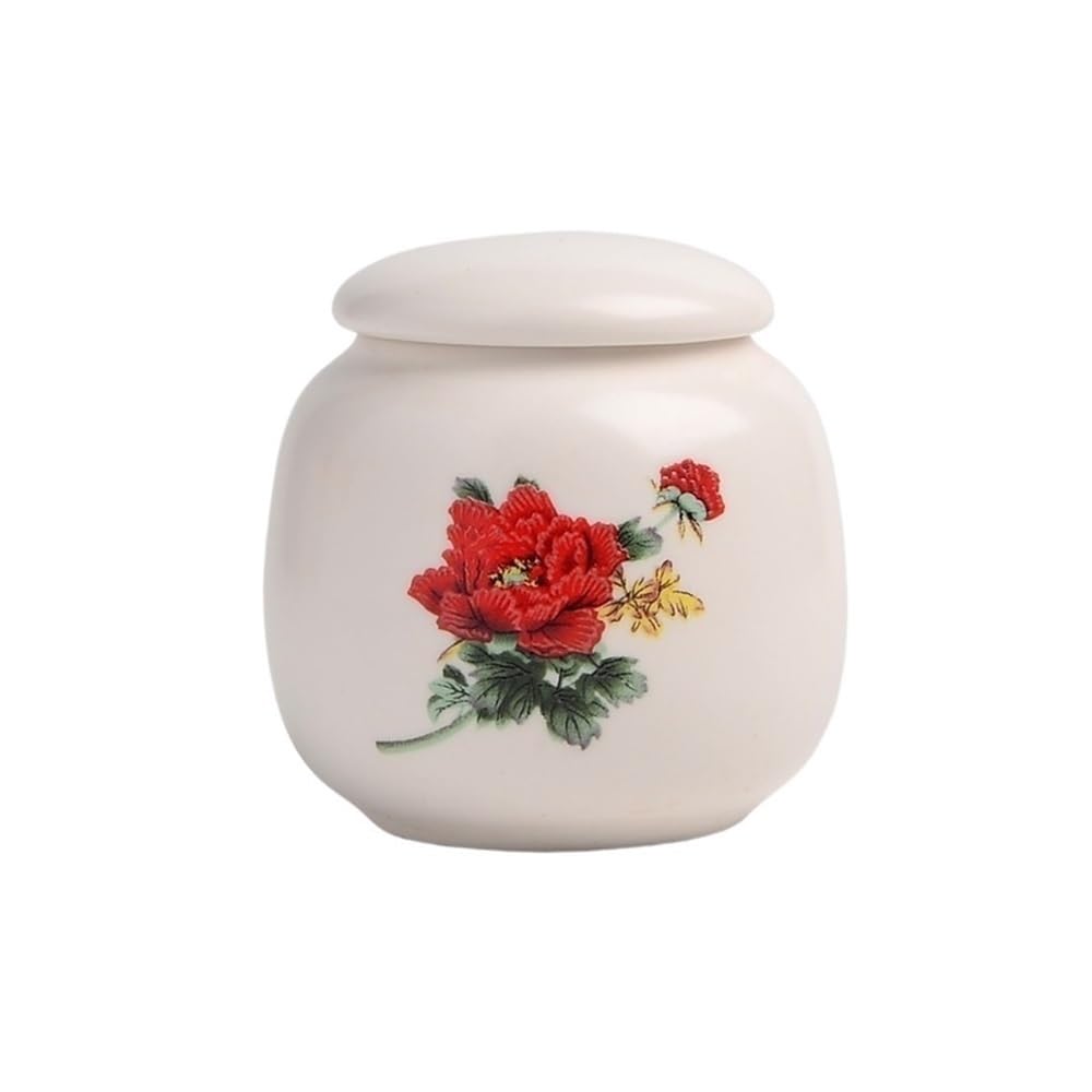 DFHS46JK Kitchen Jars Ceramic Mini Tea Canister Food Storage Jar With Airtight Lid For, Coffee, Nuts, Herb, Spice, Sugar for Sugar(Red)