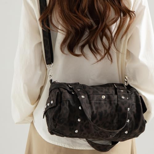 Sac à main léger léopard lavable en nylon contre les taches