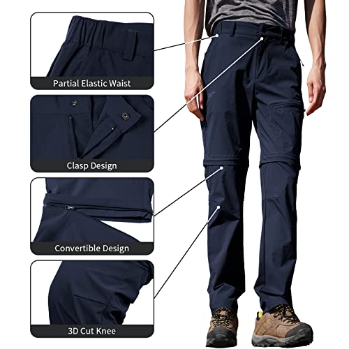 Pioneer Camp Men's Outdoor Convertible Hiking Pants Waterproof Quick Dry Fishing Pant Zip Off Work Trousers（Grey Navy,Xl） #TOP5
