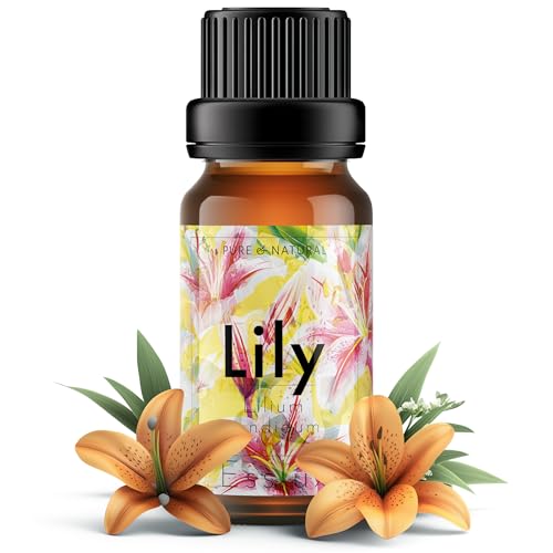 Image of Esslux Lily Essential Oil - 100% Natural Lily Oil for Diffuser, Skin, Aromatherapy & Candle Making - Perfect for Bath Bombs & Soaps - Floral Scent for Relaxation - 10 ML