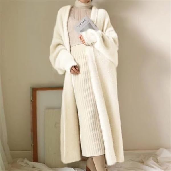 Dames gebreide lange jassen - Dames Mink Imitatie Gebreide Jas Los, Zacht, Lange Mouwen Effen Kleur Warm Gebreid Losse Trui Casual Warm, Persoonlijkheid, Kleding