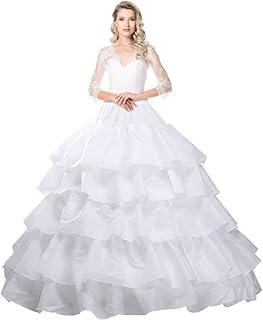 Petticoat for Women Crinoline Underskirt 4 Hoops Skirt 5 Ruffles Layers Ball Gown Half Slips Under Dress for Women Wedding Dress