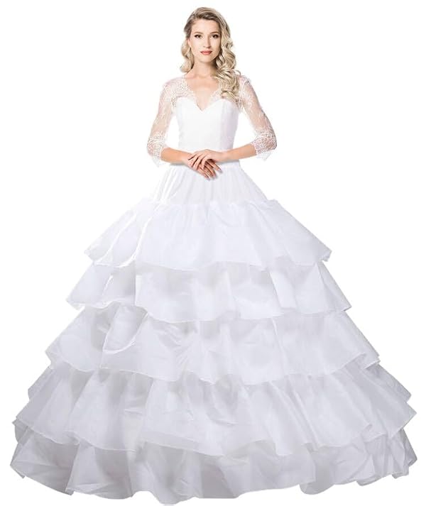 Thupmuk Petticoat for Women Crinoline Underskirt 4 Hoops Skirt 5 Ruffles Layers Ball Gown Half Slips Under Dress for Women Wedding Dress by Thupmuk - Used condition - US$19.59