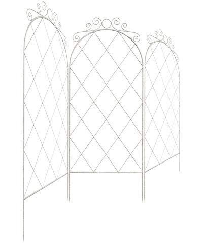 Panacea 83790 French Country Scroll Trellises, Aged White, 60" H, Set of 3 – Metal Garden Trellises with Arched Vintage Scroll Design – Outdoor Plant Supports for Roses, Clematis & Climbing Vines
