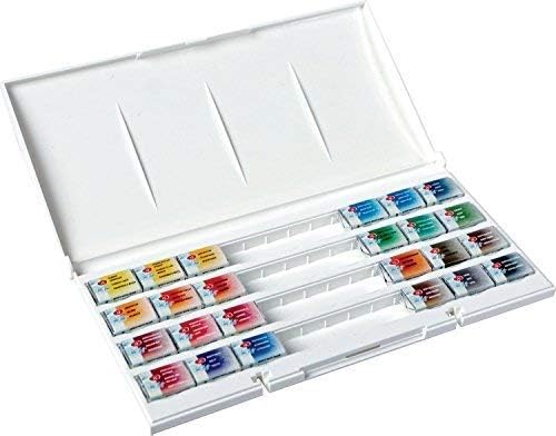 White Nights Watercolour White Night Artists Watercolour Set 24 Whole Pans, Plastic Box, Multi-Colour, Count (Pack of 1)