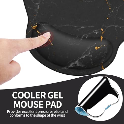 Image of eulps Mouse Pad with Wrist Rest, Comfortable Computer Mousepad with Gel Wrist Support Smooth Surface and Non-Slip PU Base for Pain Relief, Laptop, Office & Home (Black Marble)
