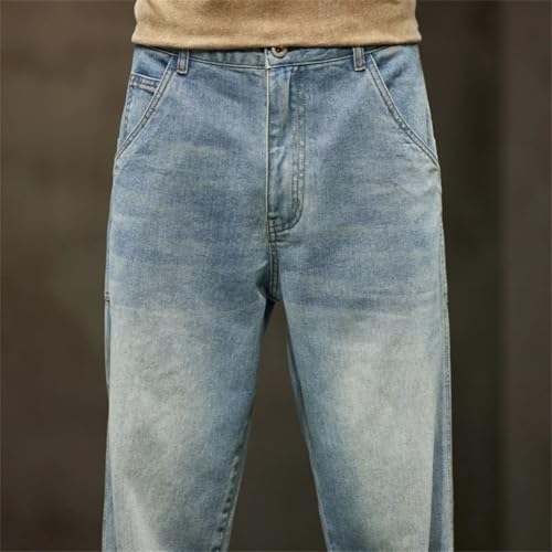 Mens Baggy Loose Fit Straight Cut Oversized Large Size Jeans Male Full Lemgth Denim Trousers2
