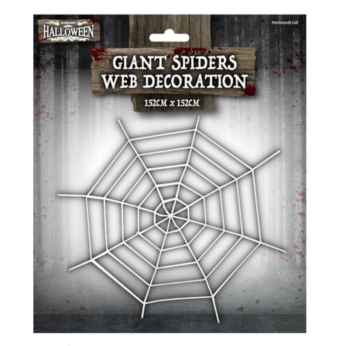 HENBRANDT Giant White Spider Web Decoration 152cm x 152cm - Spooky Halloween Party Prop for Indoor Outdoor Decor - Haunted House Supplies for Kids & Adults