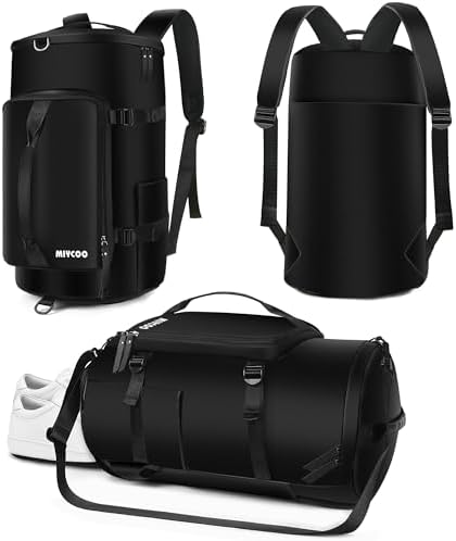Gym Bag for Men and Women Sports Duffle bag Travel Backpack Weekender Overnight Bag with Shoes Compartment Black – MIYCOO