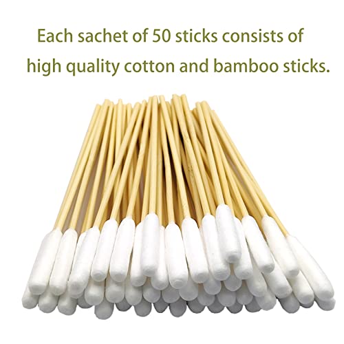Image of Dog Ear Swabs Bulk Pack 800 Count - 6 Inch Bamboo Cotton Swabs for Dogs & Cats, Lint-Free Large Absorbent Heads for Professional Grooming & Multi-Pet Homes, Refill Pack (16 Resealable Packs)