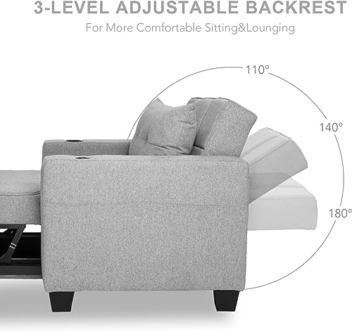 image for DURASPACE Light Grey Linen Modern Recliner Adjustable Backrest Armchai