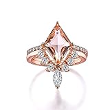 LAZLUVU Womens Stackable Rings Set Faux Pink Crystal Engagement Rings for Women with Cubic Zirconia Fashion Jewelry Size 9