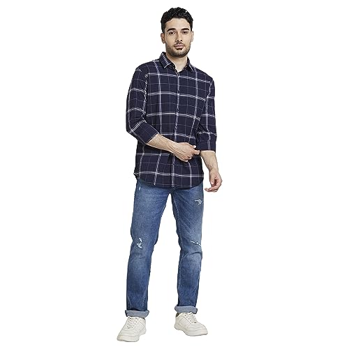 Image of Spykar Men's Regular Fit N /A Full Sleeve Checked Casual Shirts