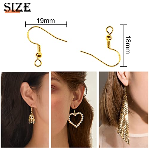 TOAOB 100 Pieces Hypoallergenic Earrings Hooks 925 Copper Silver Plating Gold Tone Fish Hook with Spring Ball for DIY Earring Jewellery Making 18mm - Image 2