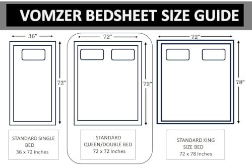 Image of VOMZER 320 TC Cotton Feel All Around Elastic Fitted Bedsheets Double Queen Size, Premium Elastic Fitted King Size Bed Sheet for Double Bed with 2 Pillow Covers, Size- 72 inch x 72 inch