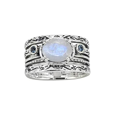 YoTreasure Moonstone and Blue Topaz Ring Cover