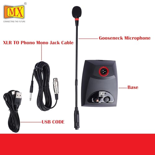 Image of MX 15-Inch Gooseneck Condenser Microphone with Volume Control & Bell Button | Conference Mic for Meetings, Lecterns, Studio Recording, Public Speaking, Desk Use | Plug & Play XLR Mic