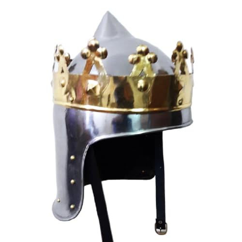 Medieval King Richard Helmet Lionheart Crown Helme SCA LARP Cosplay Knights Robert the Bruce Costume Helm