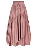 Scarlet Darkness Long Skirts for Women Renaissance Costume Pirate Maxi Skirt Plus Size with Pockets Dusty Rose L