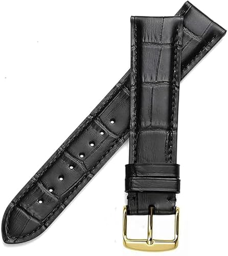 Image of 18mm 20mm 22mm 24mm 26mm 28mm 30mm 32mm Genuine Leather Black Brown Light Brown Blue Silver Rose Yellow Golden Silver Buckle Clasp Watch Band Strap for Men and Women