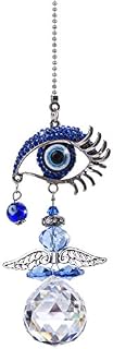 YU FENG Hanging Crystal Angel Suncatcher Blue Evil Eye Protection and Good Luck Charm Chandelier Lamps Pendant(12.5in)