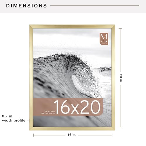 Image of MCS Foundation 16x20 Poster Frame Traditional Brass, Vertical & Horizontal Wall Hanging Large Picture Frame for Photos, Posters & Art Prints (1-Pack)