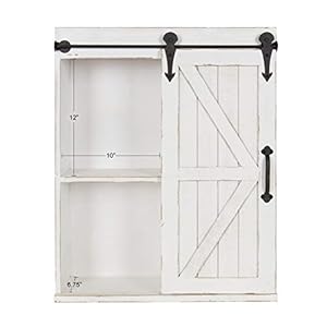 Kate and Laurel Cates Modern Farmhouse Decorative Wood Wall Storage Shelving Cabinet with Sliding Barn Door, Rustic White Kate and Laurel Cates Modern Farmhouse Decorative Wood Wall Storage Shelving Cabinet with Sliding Barn Door Rustic White